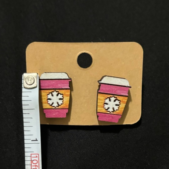 Christmas Coffee Earrings - Picture 2 of 3